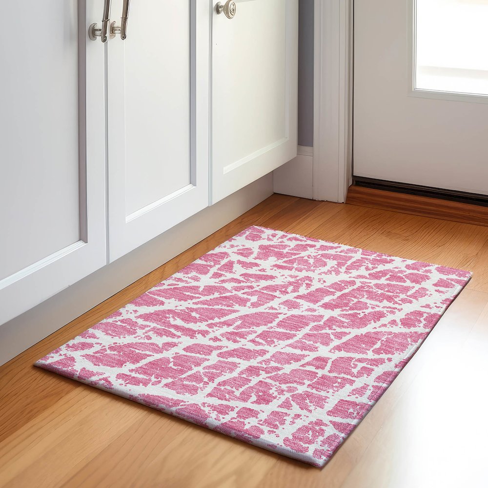 Premium Machine Washable Mayfield  Pink 1'8" x 2'6" Rug. Picture 5