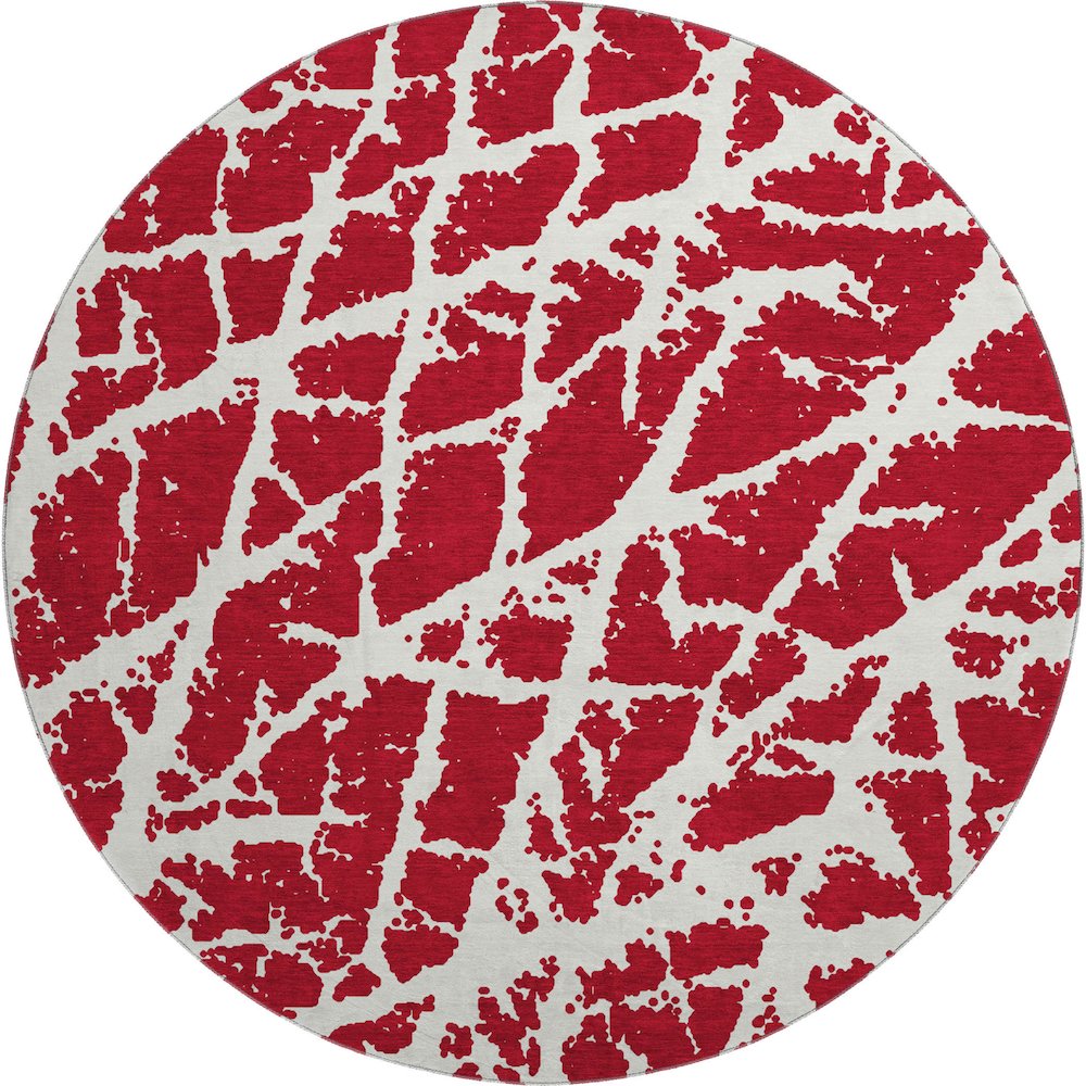 Premium Machine Washable Mayfield  Red 8' x 8' Round Rug. Picture 1