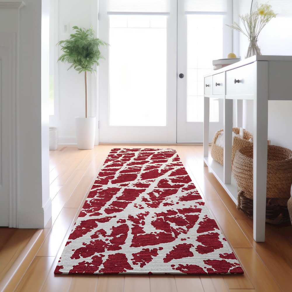 Premium Machine Washable Mayfield  Red 2'3" x 7'6" Runner Rug. Picture 5