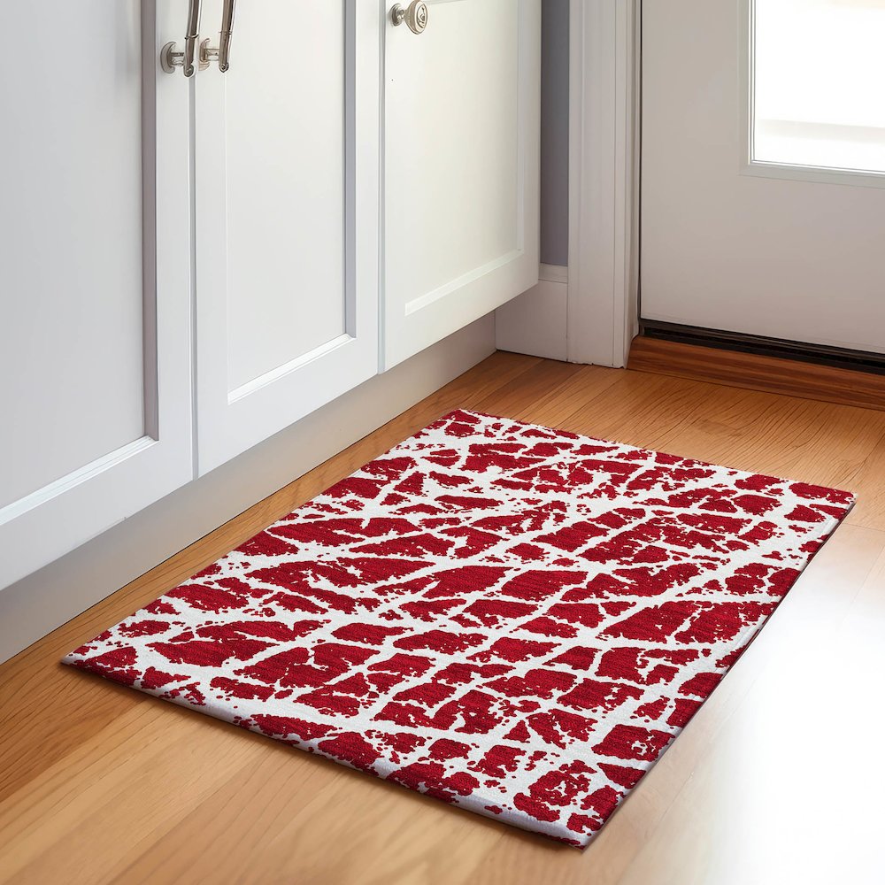 Premium Machine Washable Mayfield  Red 1'8" x 2'6" Rug. Picture 5