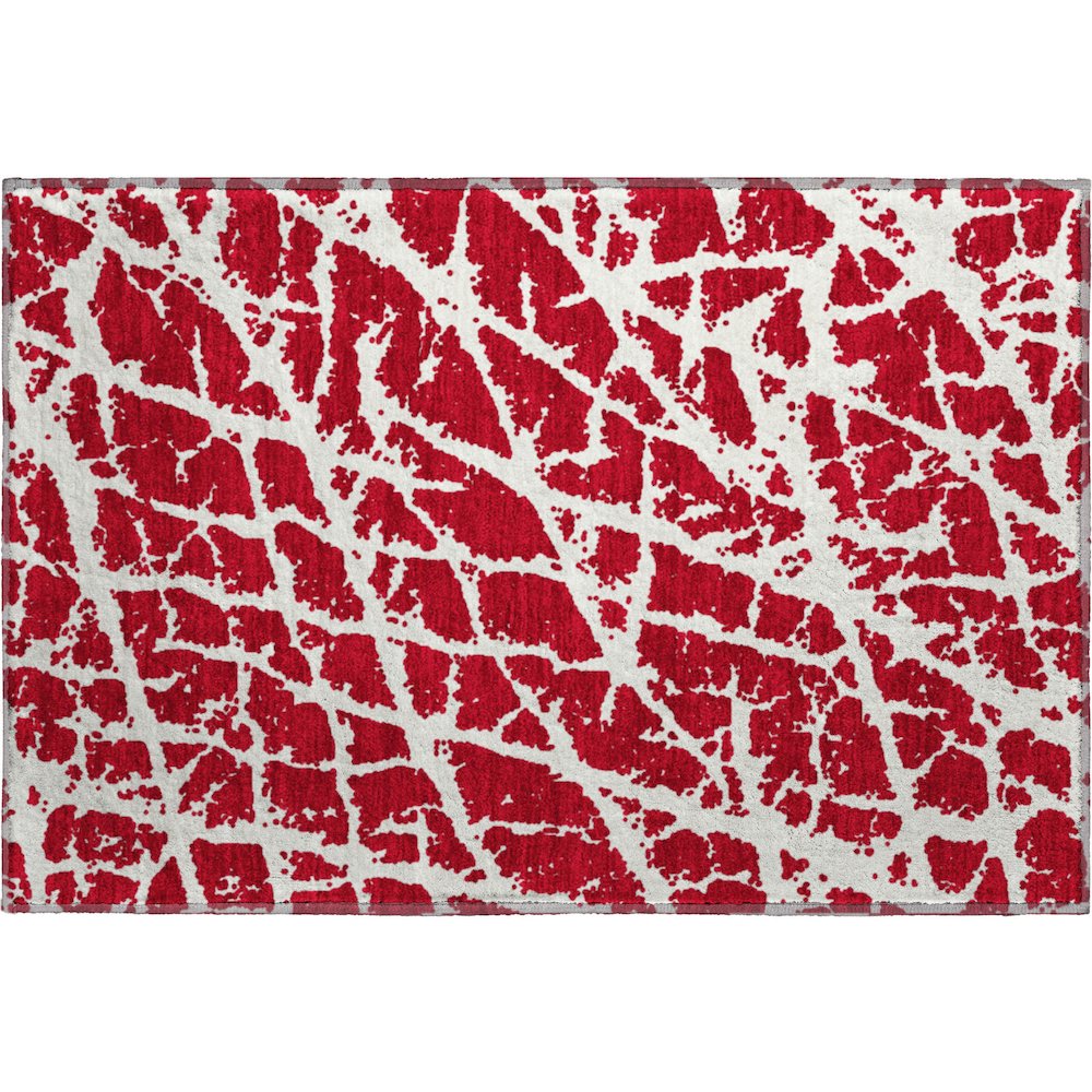 Premium Machine Washable Mayfield  Red 1'8" x 2'6" Rug. Picture 1