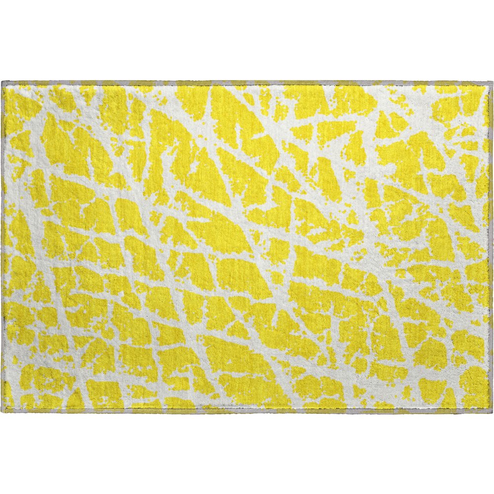 Premium Machine Washable Mayfield  Yellow 1'8" x 2'6" Rug. Picture 1