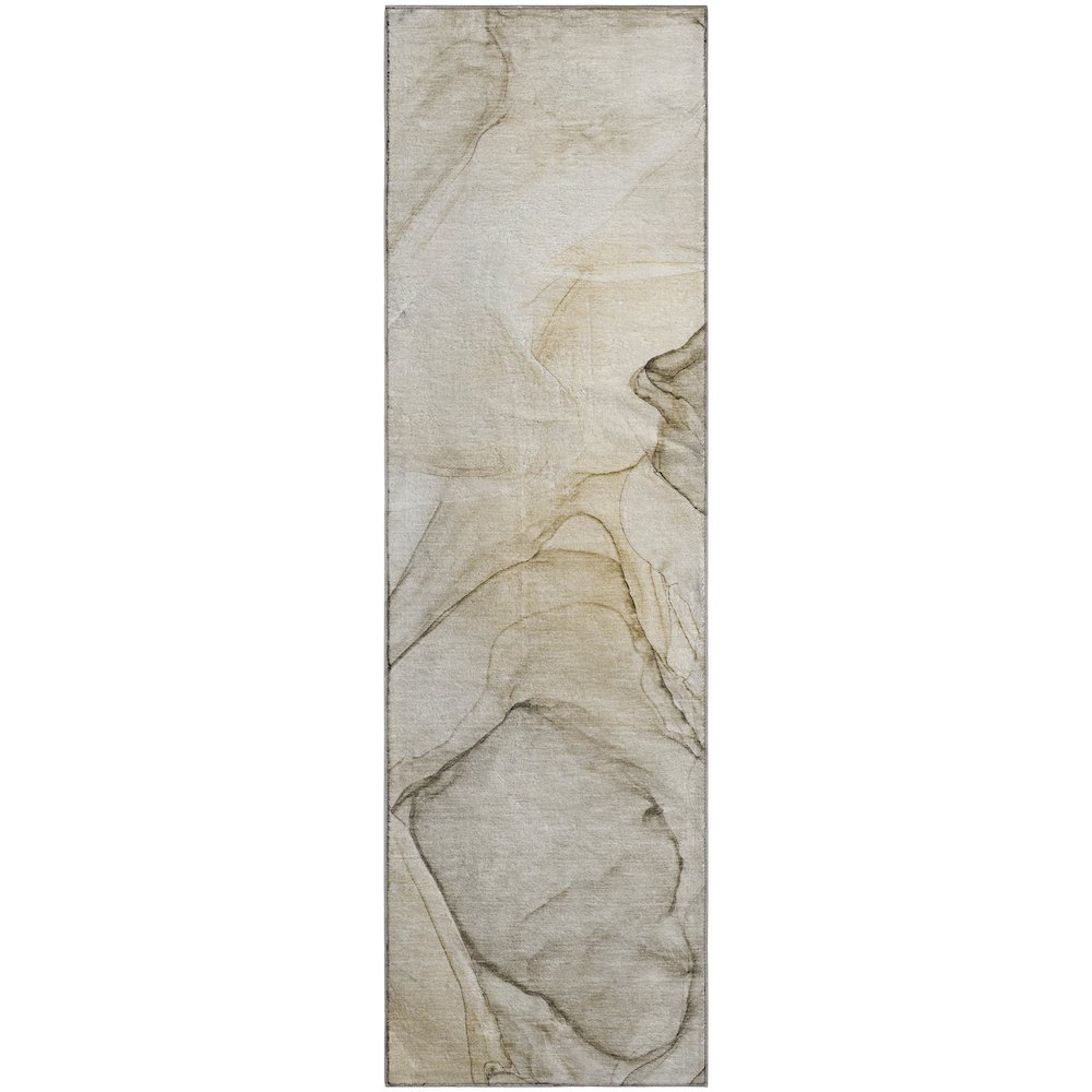 Premium Machine Washable Mayfield  Beige 2'3" x 7'6" Runner Rug. Picture 1