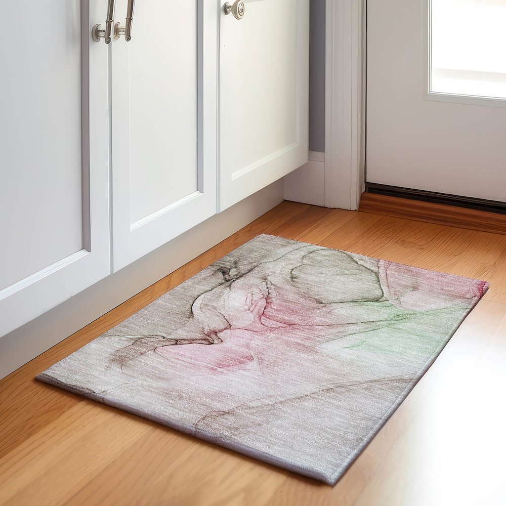 Premium Machine Washable Mayfield  Blush 1'8" x 2'6" Rug. Picture 5