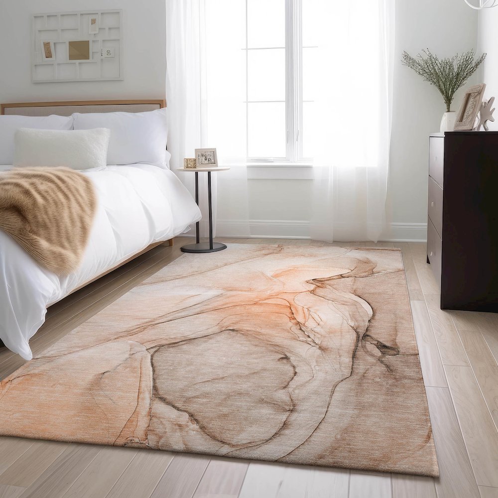 Premium Machine Washable Mayfield  Orange 2'6" x 3'10" Rug. Picture 5