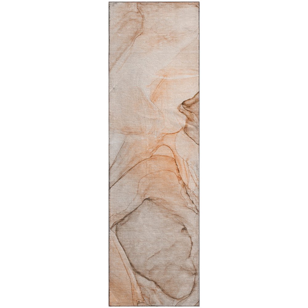 Premium Machine Washable Mayfield  Orange 2'3" x 7'6" Runner Rug. Picture 1