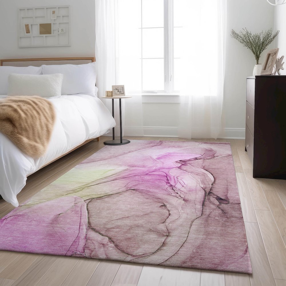 Premium Machine Washable Mayfield  Pink 2'6" x 3'10" Rug. Picture 5