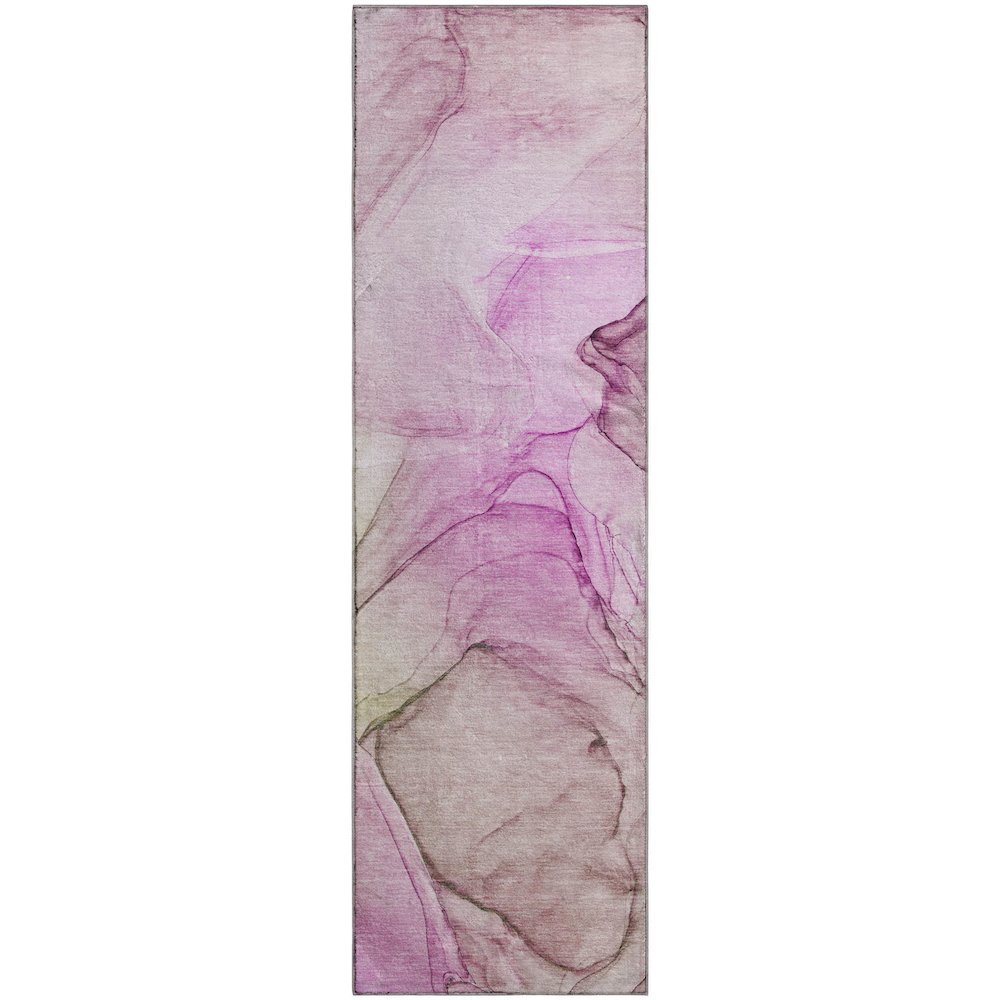 Premium Machine Washable Mayfield  Pink 2'3" x 7'6" Runner Rug. Picture 1
