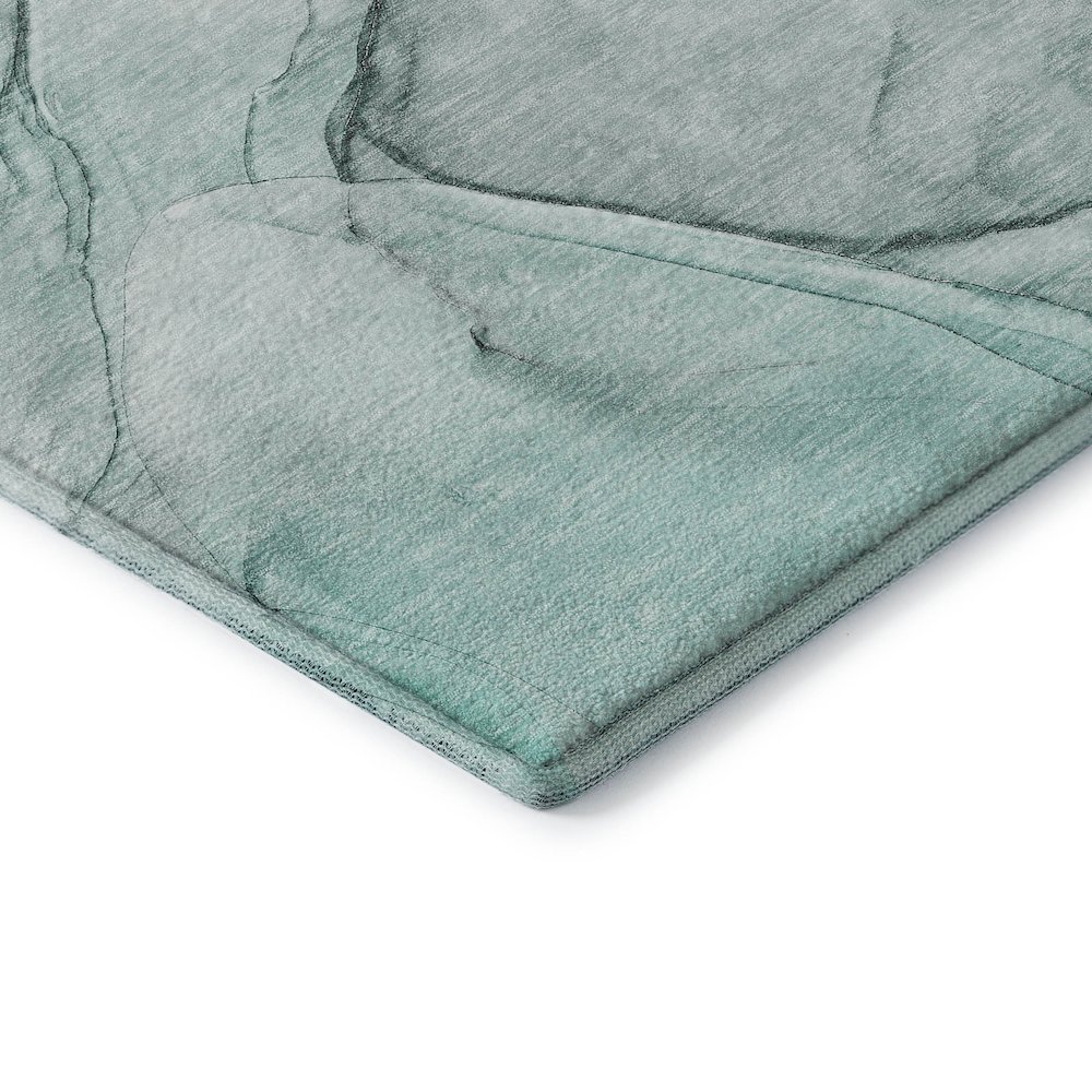 Premium Machine Washable Mayfield  Teal 1'8" x 2'6" Rug. Picture 3