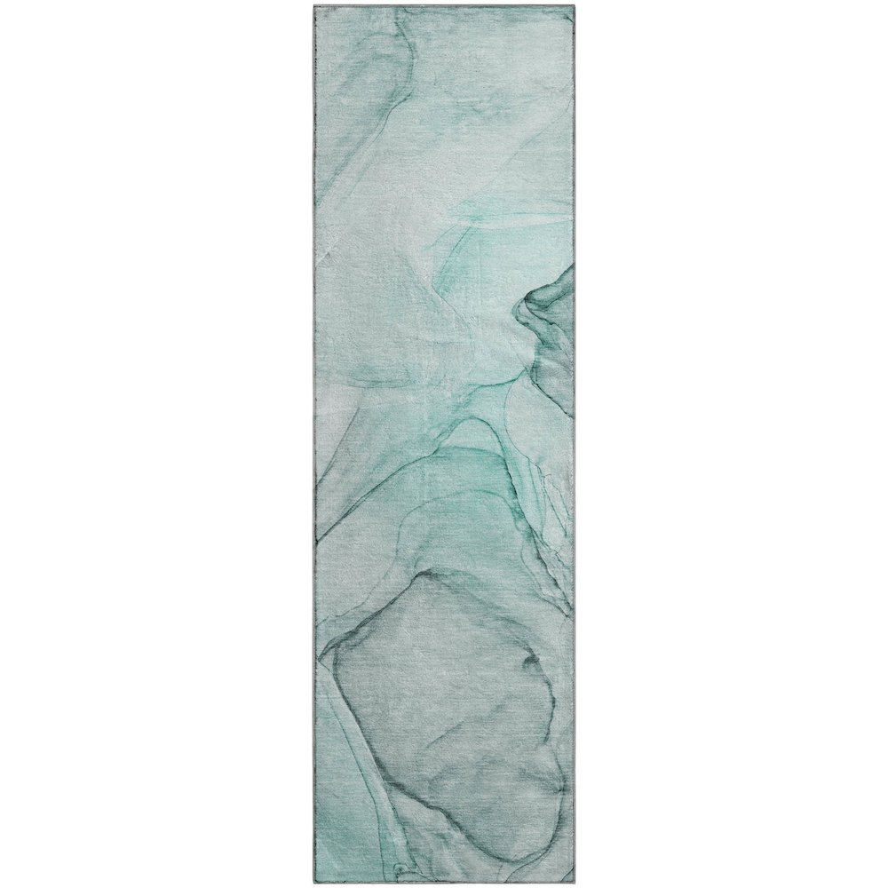 Premium Machine Washable Mayfield  Teal 2'3" x 7'6" Runner Rug. Picture 1