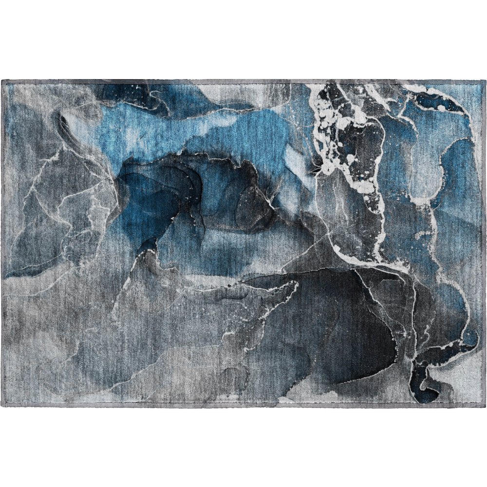 Premium Machine Washable Mayfield  Blue 1'8" x 2'6" Rug. Picture 1