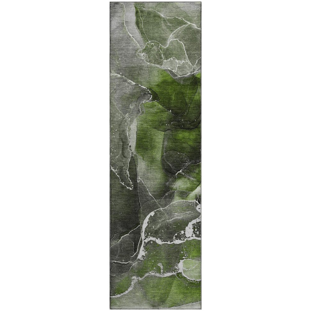 Premium Machine Washable Mayfield  Green 2'3" x 7'6" Runner Rug. Picture 1