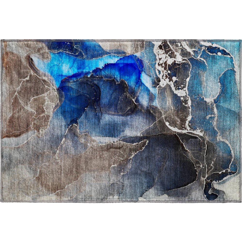 Premium Machine Washable Mayfield  Navy 1'8" x 2'6" Rug. Picture 1