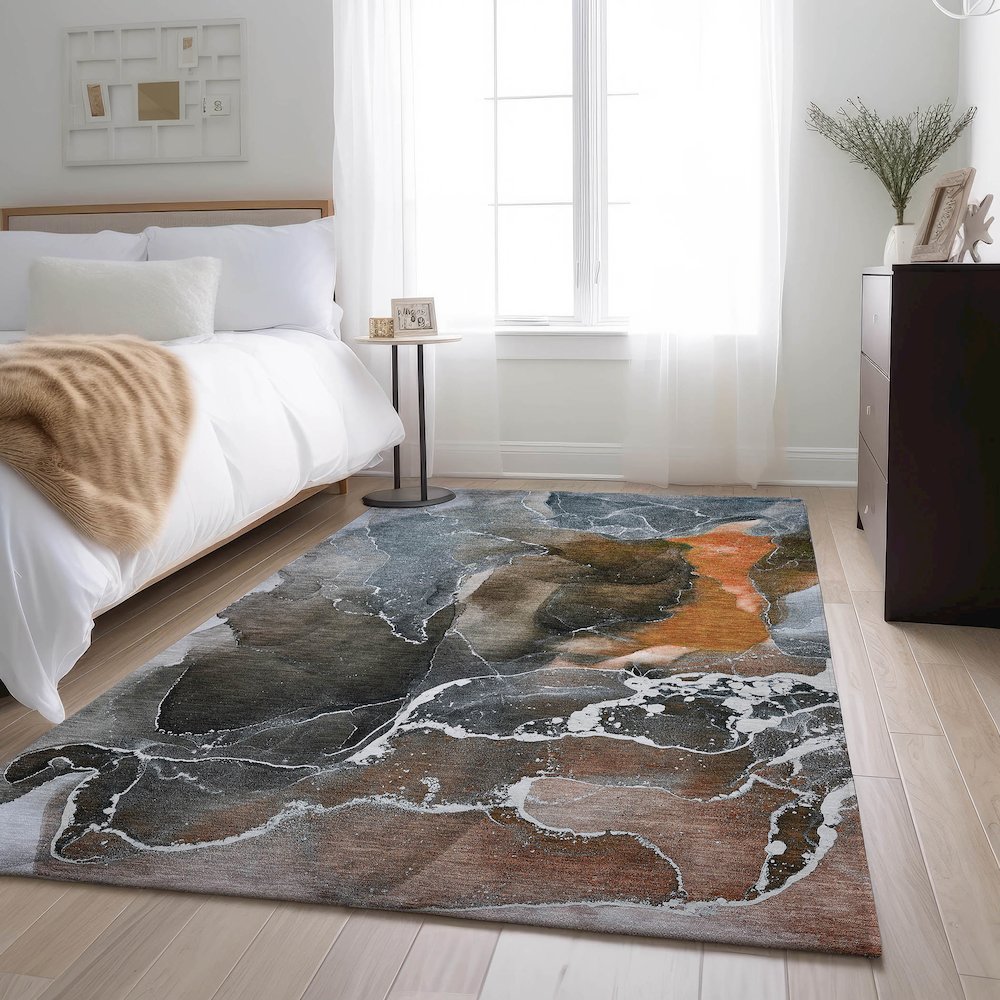 Premium Machine Washable Mayfield  Orange 2'6" x 3'10" Rug. Picture 5