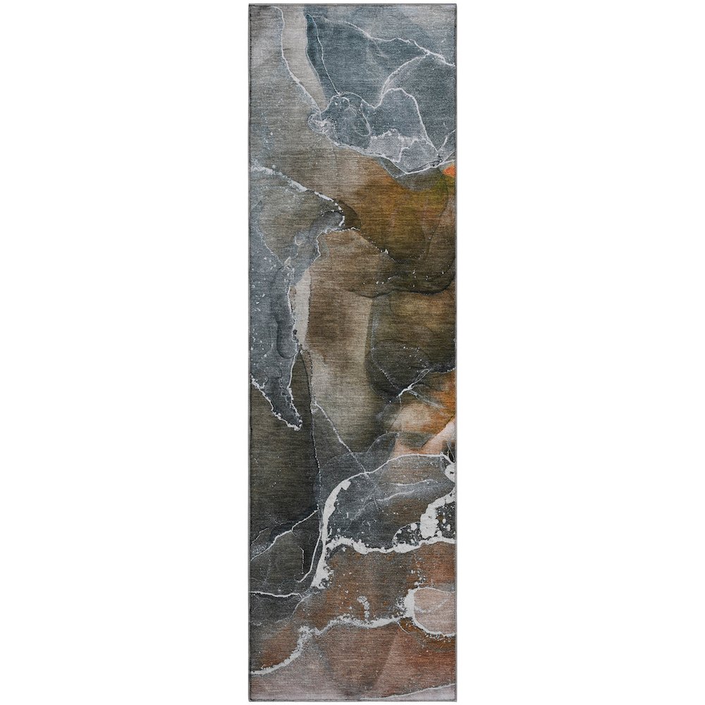 Premium Machine Washable Mayfield  Orange 2'3" x 7'6" Runner Rug. Picture 1