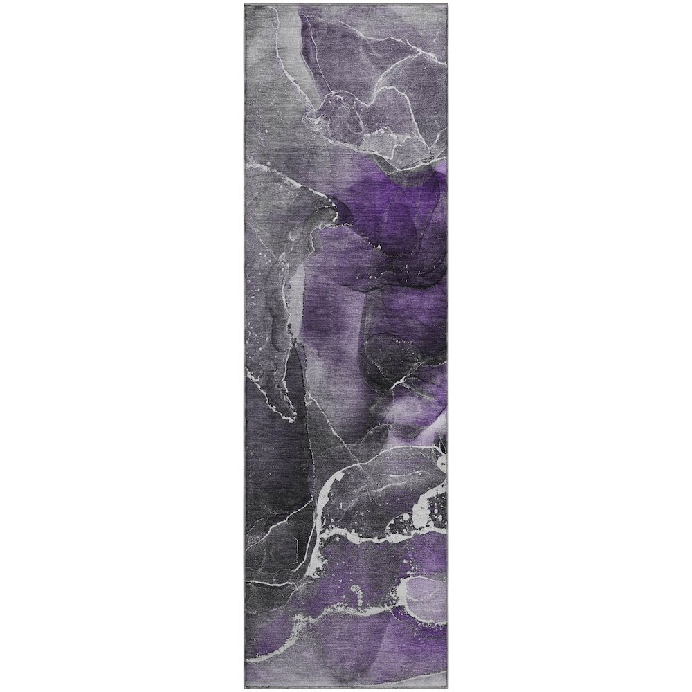 Premium Machine Washable Mayfield  Purple 2'3" x 7'6" Runner Rug. Picture 1