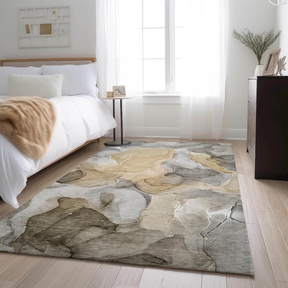 Premium Machine Washable Mayfield  Brown 2'6" x 3'10" Rug. Picture 5