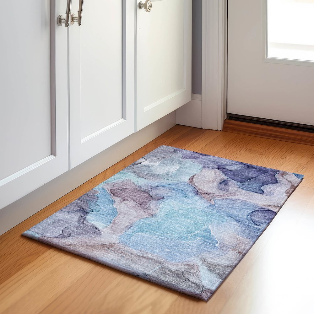 Premium Machine Washable Mayfield  Navy 1'8" x 2'6" Rug. Picture 5