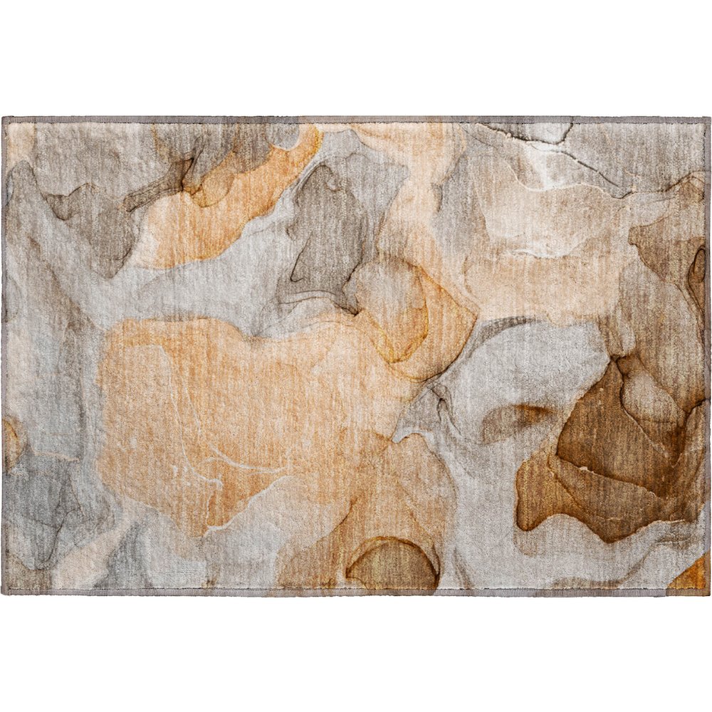Premium Machine Washable Mayfield  Orange 1'8" x 2'6" Rug. Picture 1