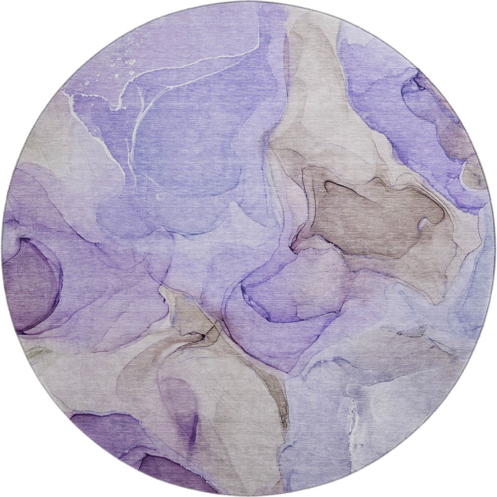 Premium Machine Washable Mayfield  Purple 8' x 8' Round Rug. Picture 1