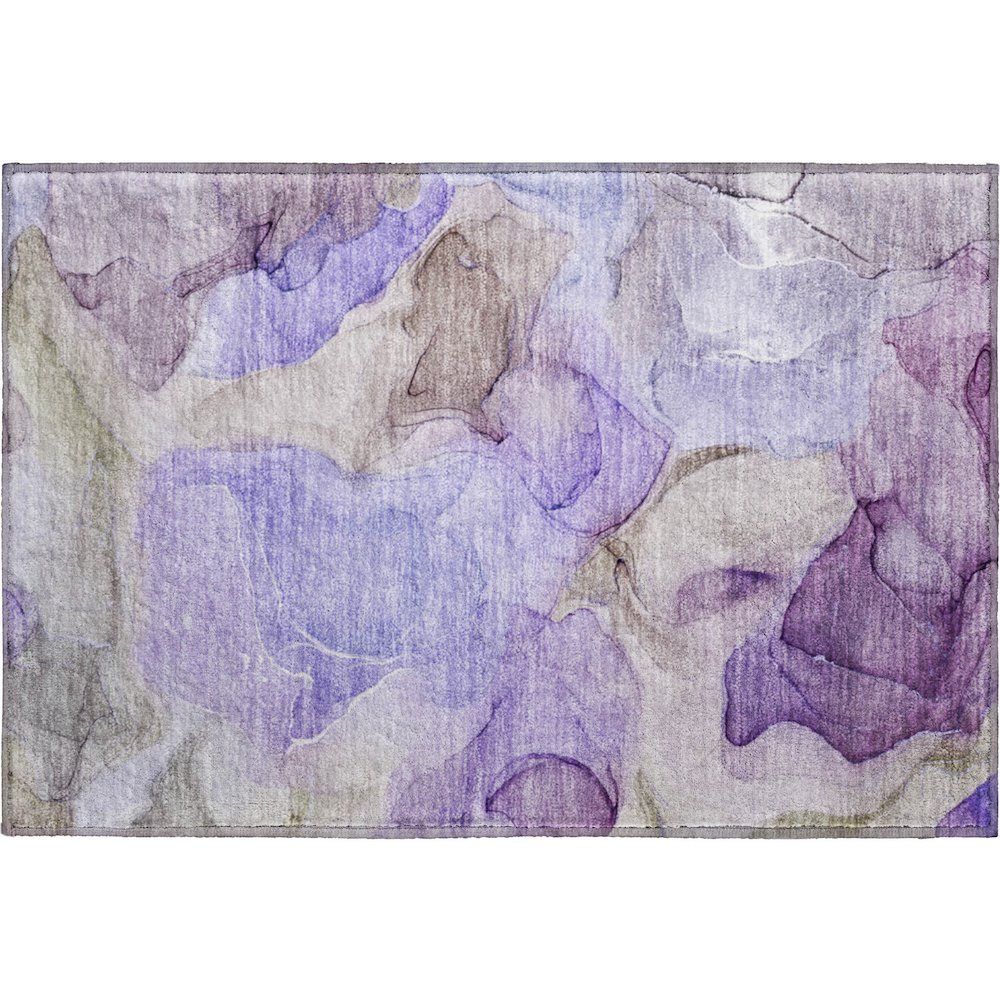 Premium Machine Washable Mayfield  Purple 1'8" x 2'6" Rug. Picture 1