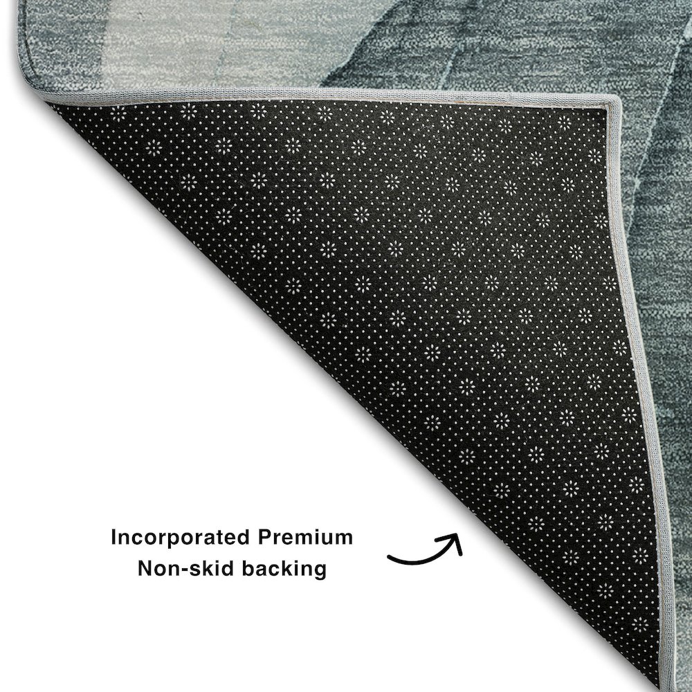 Premium Machine Washable Mayfield  Teal 1'8" x 2'6" Rug. Picture 2