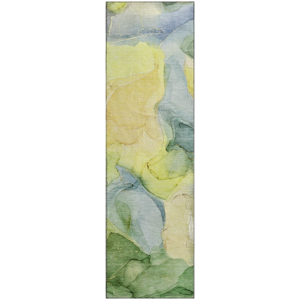 Premium Machine Washable Mayfield  Yellow 2'3" x 7'6" Runner Rug. Picture 1