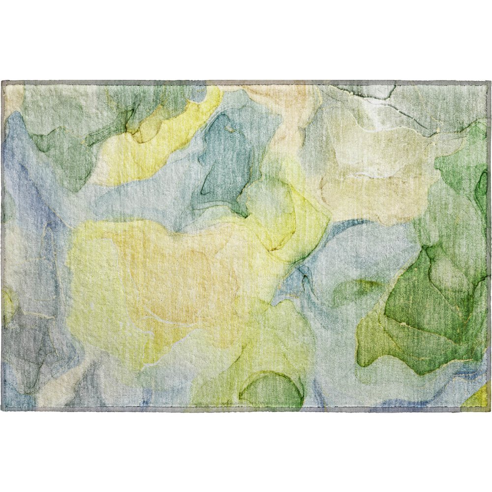 Premium Machine Washable Mayfield  Yellow 1'8" x 2'6" Rug. Picture 1