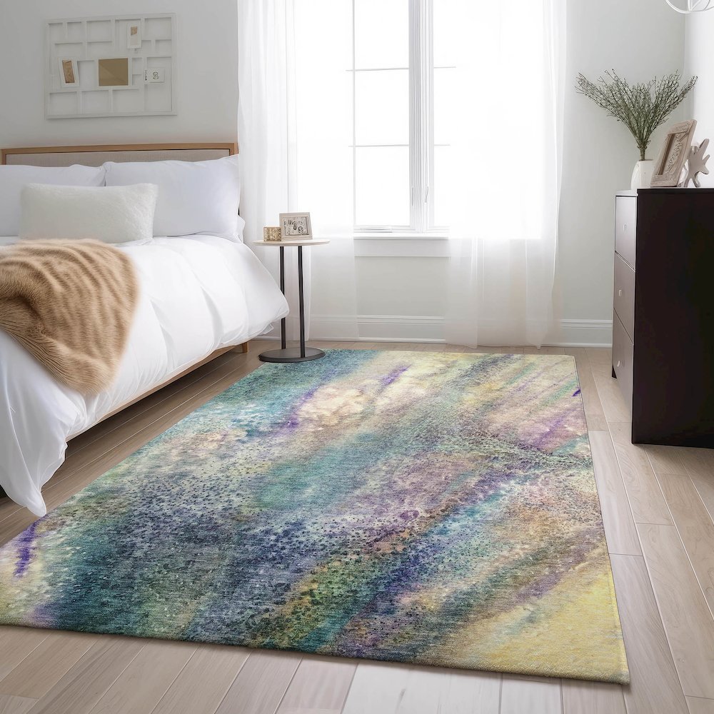 Premium Machine Washable Mayfield  Blue 2'6" x 3'10" Rug. Picture 5
