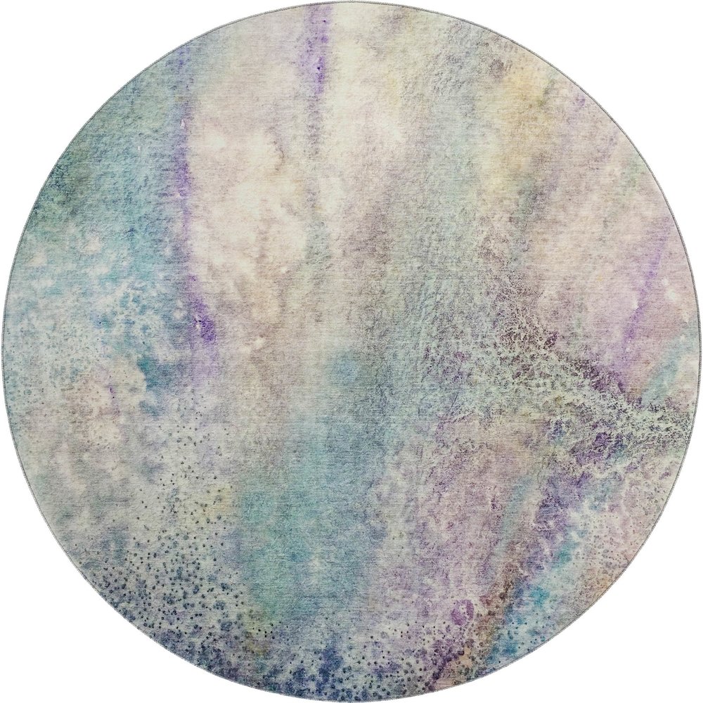 Premium Machine Washable Mayfield  Blue 8' x 8' Round Rug. Picture 1