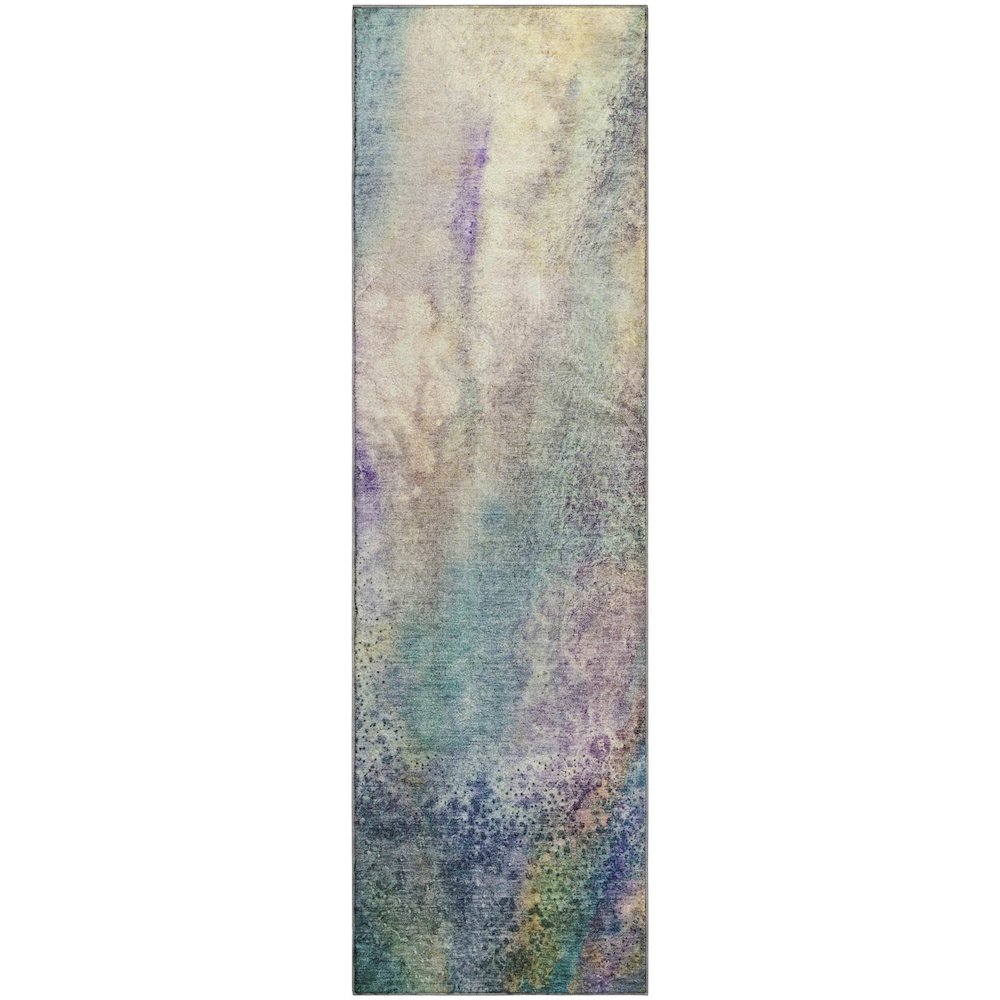 Premium Machine Washable Mayfield  Blue 2'3" x 7'6" Runner Rug. Picture 1