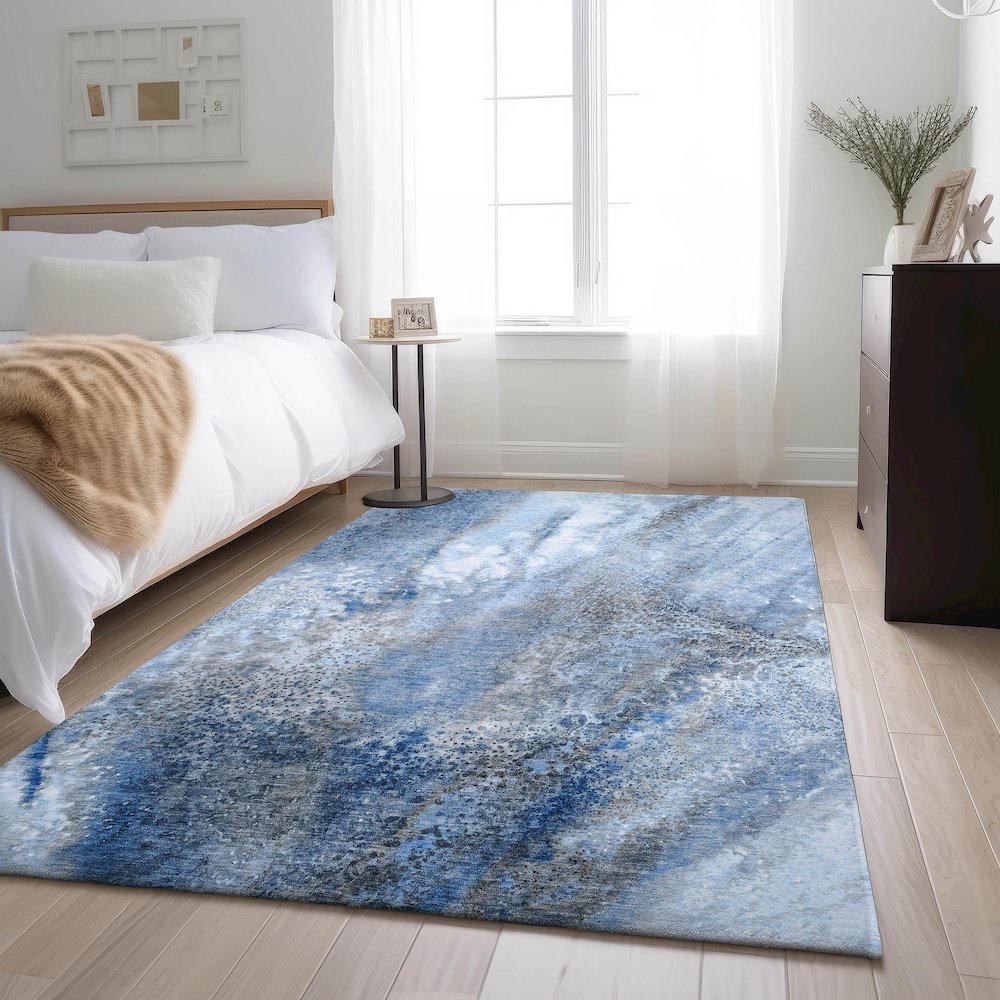 Premium Machine Washable Mayfield  Navy 2'6" x 3'10" Rug. Picture 5