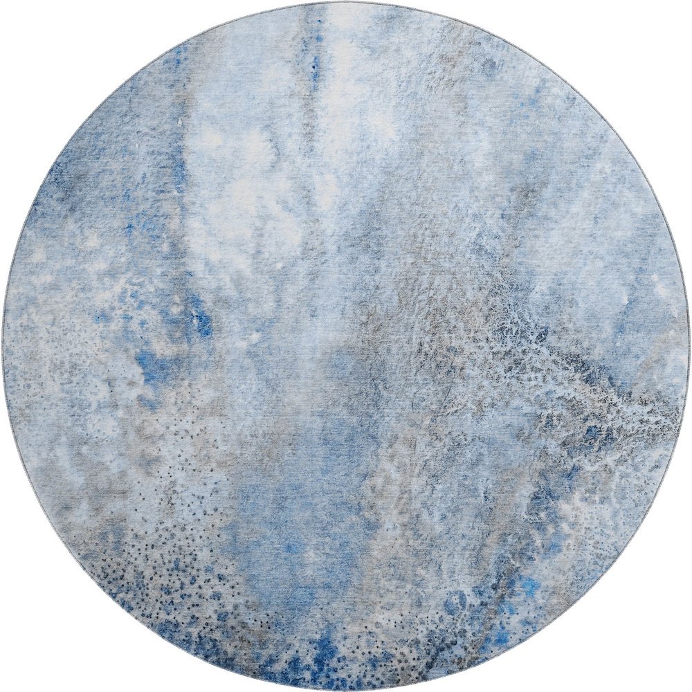 Premium Machine Washable Mayfield  Navy 8' x 8' Round Rug. Picture 1