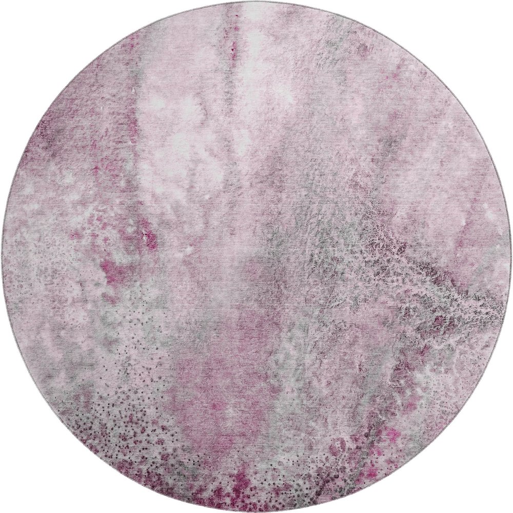 Premium Machine Washable Mayfield  Pink 8' x 8' Round Rug. Picture 1