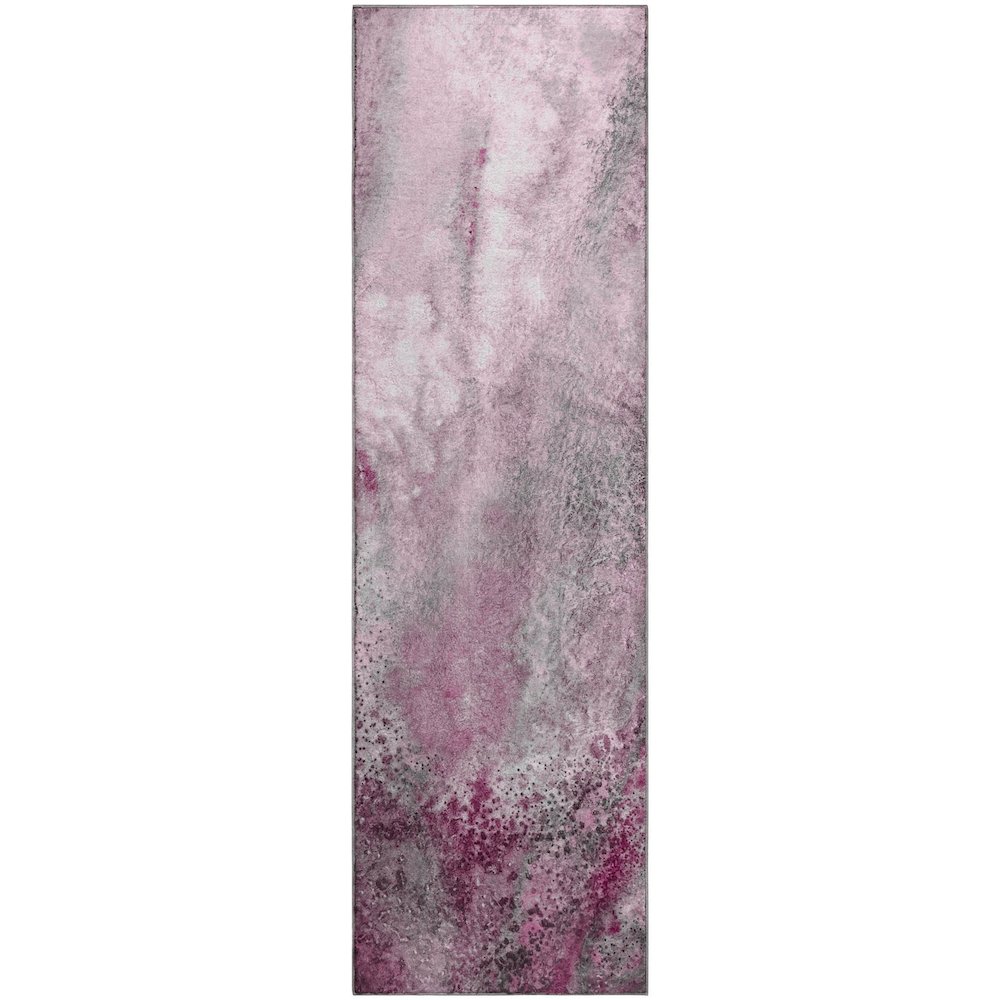 Premium Machine Washable Mayfield  Pink 2'3" x 7'6" Runner Rug. Picture 1
