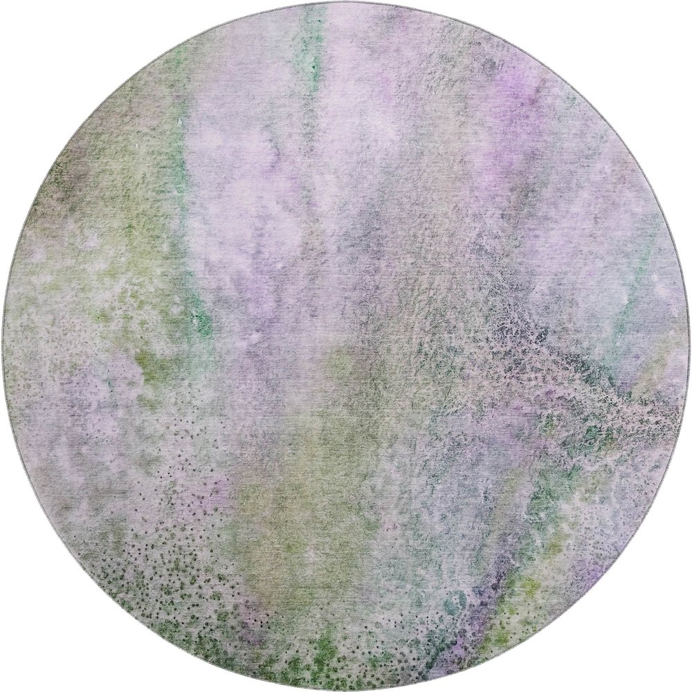 Premium Machine Washable Mayfield  Purple 8' x 8' Round Rug. Picture 1