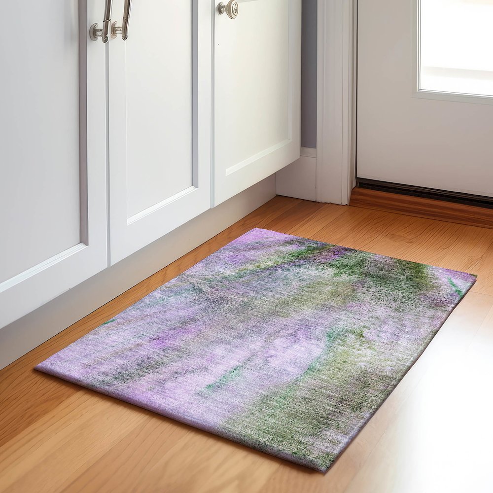 Premium Machine Washable Mayfield  Purple 1'8" x 2'6" Rug. Picture 5