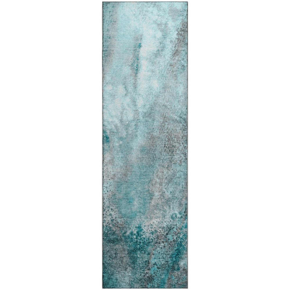 Premium Machine Washable Mayfield  Teal 2'3" x 7'6" Runner Rug. Picture 1