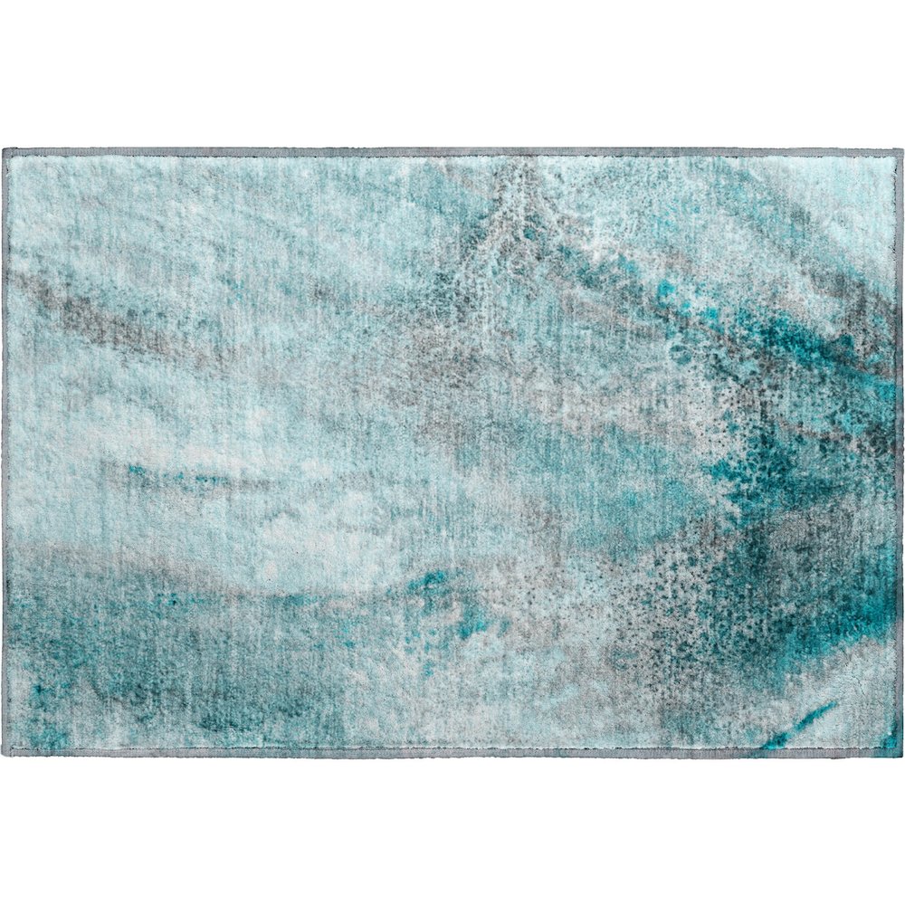 Premium Machine Washable Mayfield  Teal 1'8" x 2'6" Rug. Picture 1