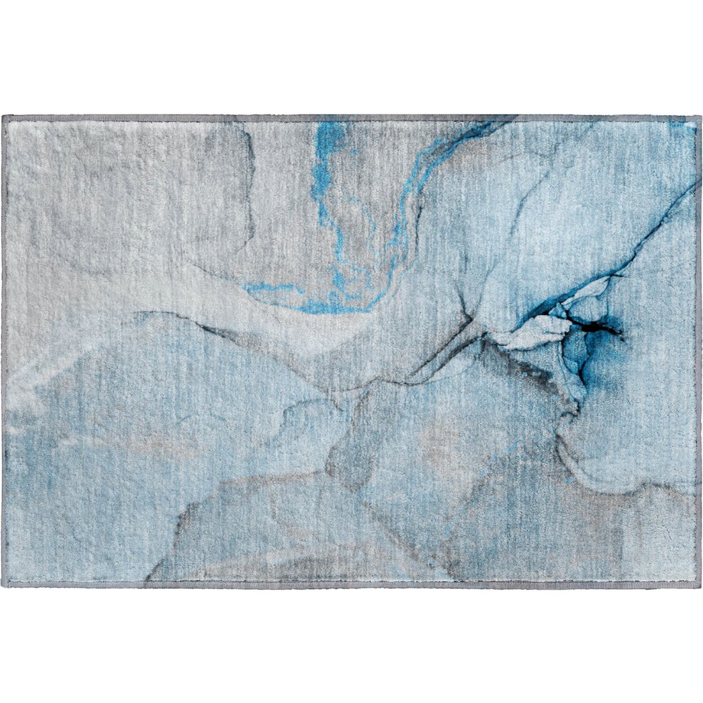 Premium Machine Washable Mayfield  Blue 1'8" x 2'6" Rug. Picture 1