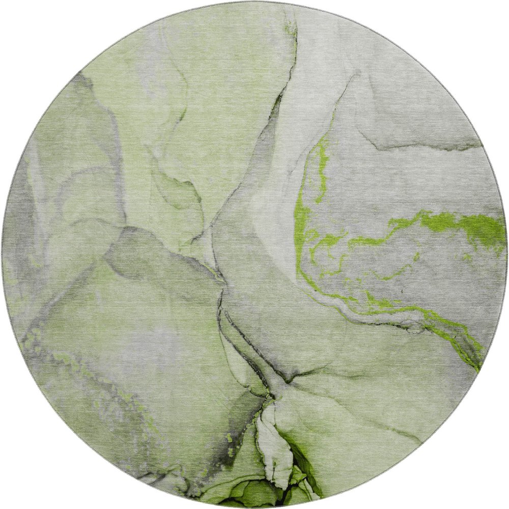 Premium Machine Washable Mayfield  Green 8' x 8' Round Rug. Picture 1