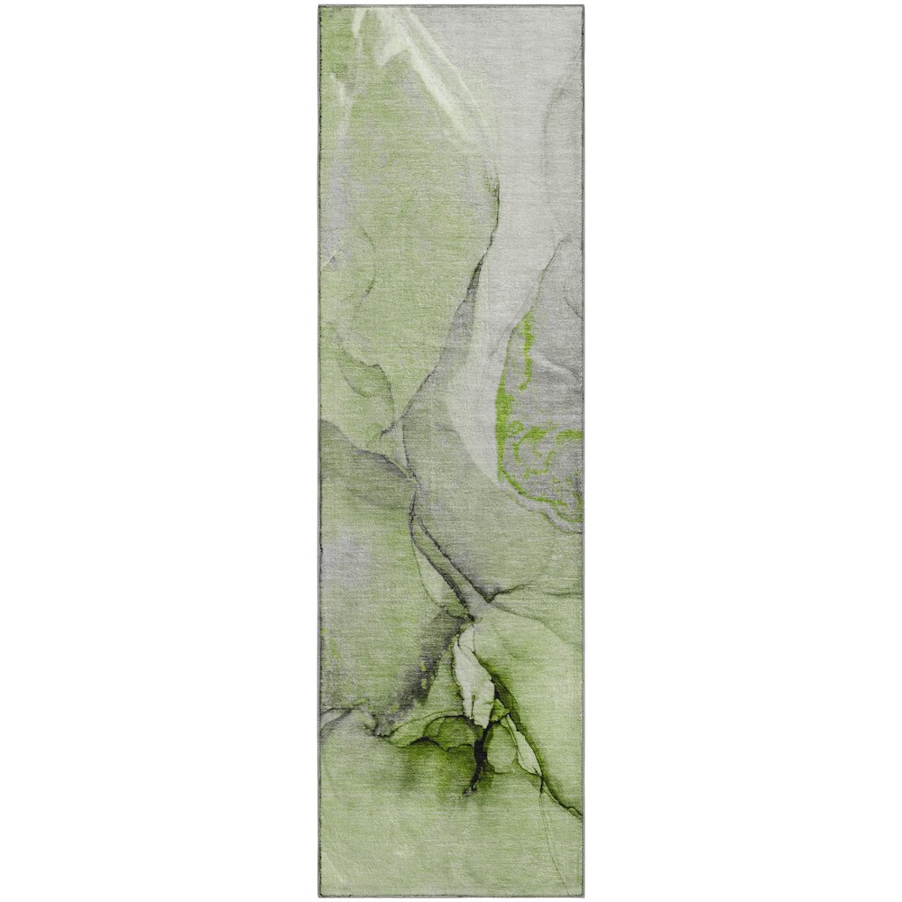 Premium Machine Washable Mayfield  Green 2'3" x 7'6" Runner Rug. Picture 1