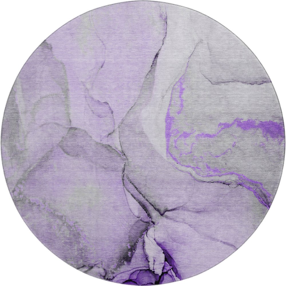 Premium Machine Washable Mayfield  Purple 8' x 8' Round Rug. Picture 1