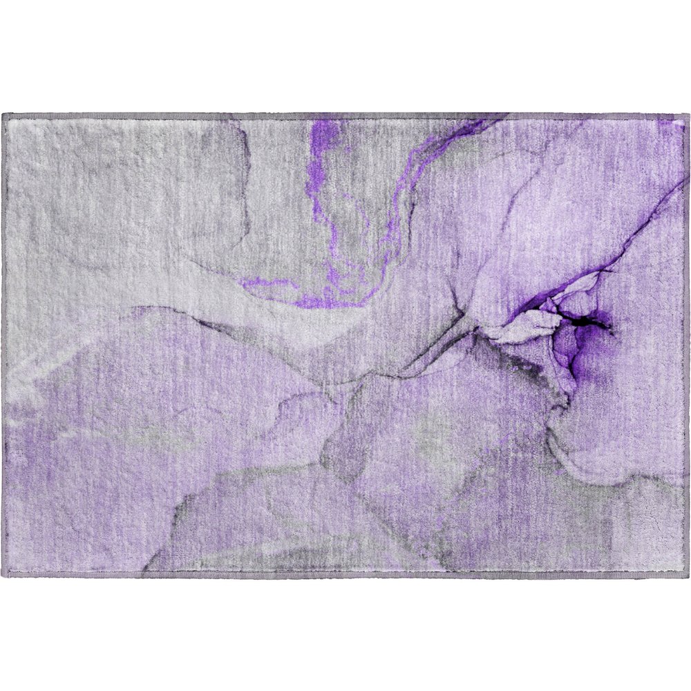 Premium Machine Washable Mayfield  Purple 1'8" x 2'6" Rug. Picture 1