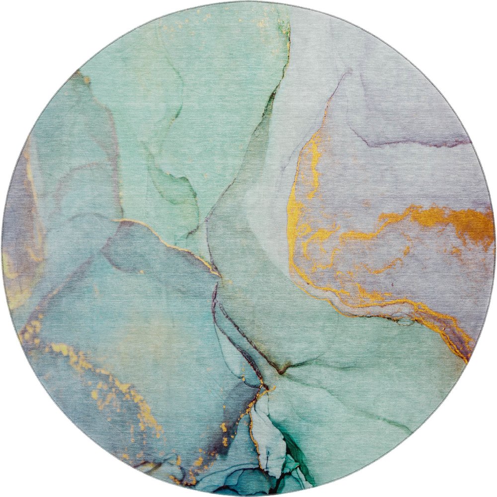Premium Machine Washable Mayfield  Teal 8' x 8' Round Rug. Picture 1