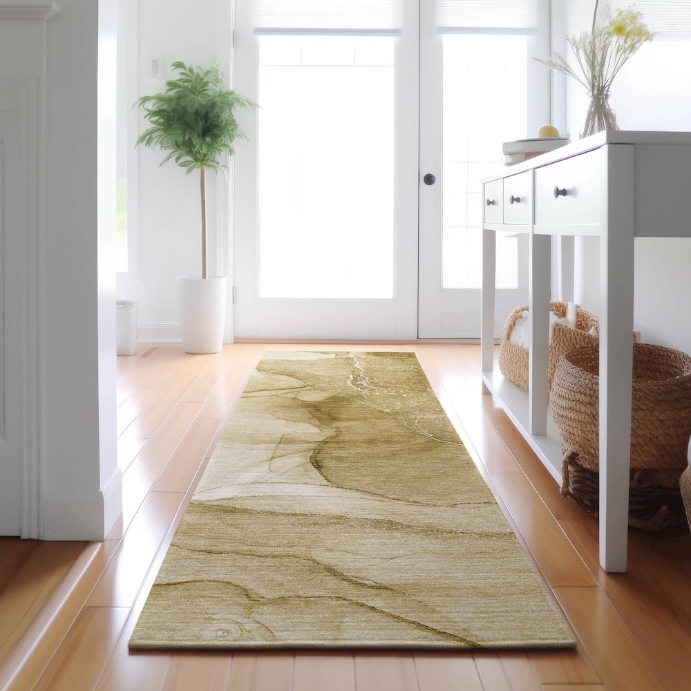 Premium Machine Washable Mayfield  Beige 2'3" x 7'6" Runner Rug. Picture 5