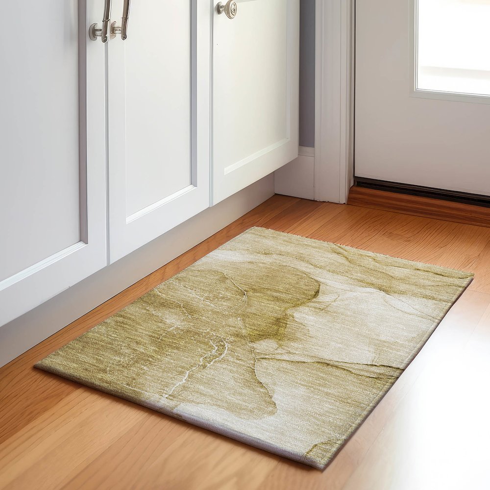 Premium Machine Washable Mayfield  Beige 1'8" x 2'6" Rug. Picture 5