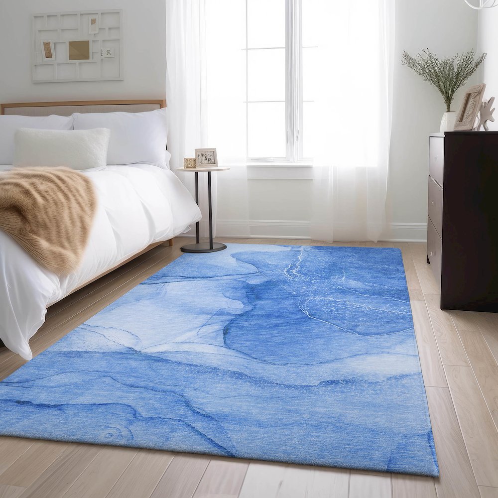 Premium Machine Washable Mayfield  Blue 2'6" x 3'10" Rug. Picture 5