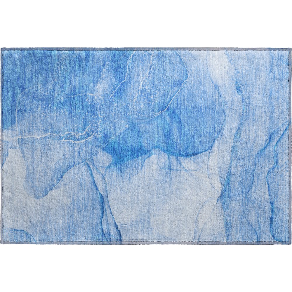 Premium Machine Washable Mayfield  Blue 1'8" x 2'6" Rug. Picture 1