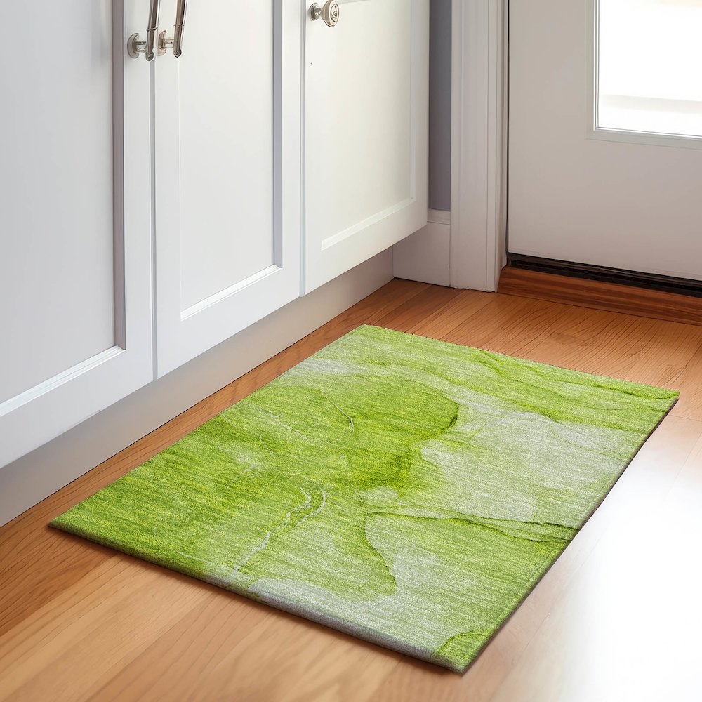 Premium Machine Washable Mayfield  Green 1'8" x 2'6" Rug. Picture 5